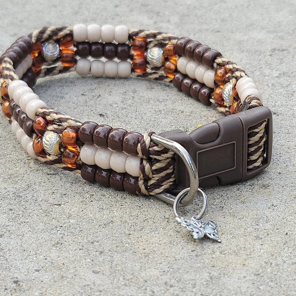 Custom Handmade Beaded Bling Dog Collar - Picture 2 of 4